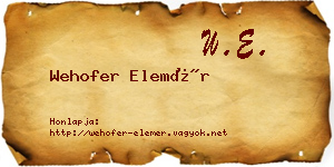 Wehofer Elemér névjegykártya